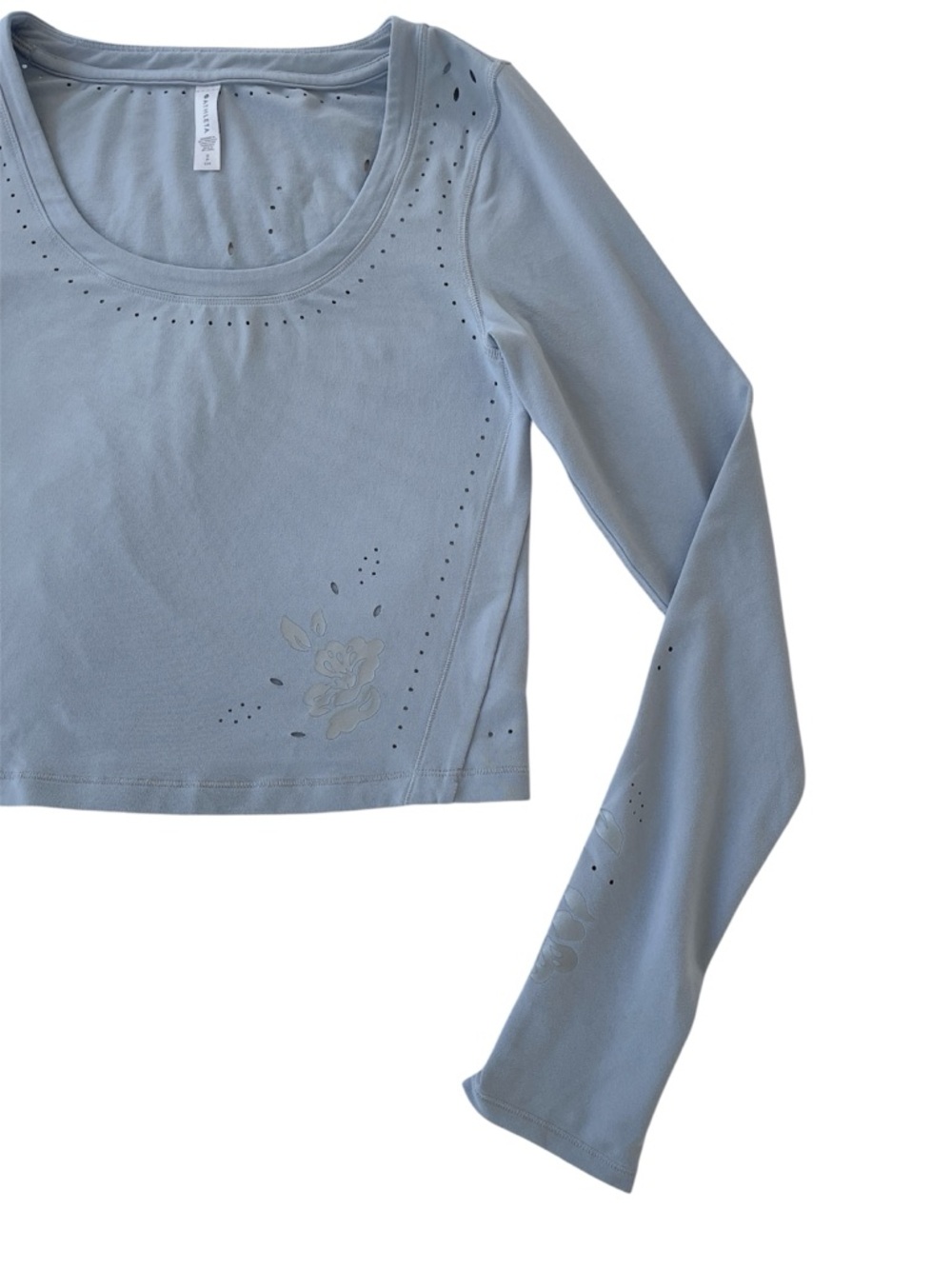 Athleta Slate Floral Long Sleeve Active Jersey Top in size Small - Picture 2 of 3